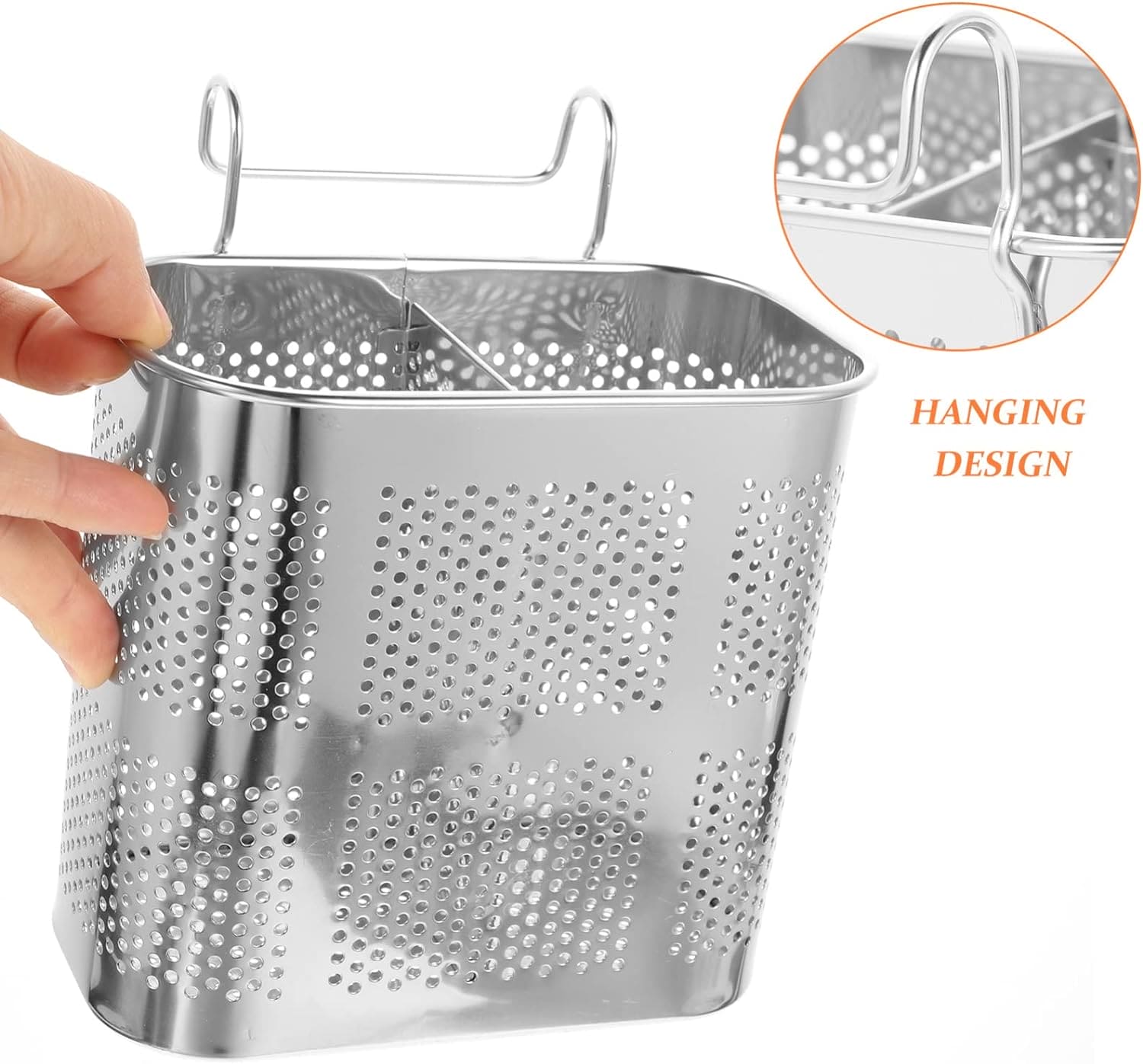 Stainless Steel Utensil Holder, Kitchen Wall Hanging Steel Cutlery Holder Organizer Rack, Multifunctional Chopstick Basket, Silverware Caddy Cutlery Rack, Drying Rack Basket Holder with Hooks Stainless Steel Utensil Holder, Kitchen Wall Hanging Steel Cutlery Holder Organizer Rack, Multifunctional Chopstick Basket, Silverware Caddy Cutlery Rack, Drying Rack Basket Holder with Hooks